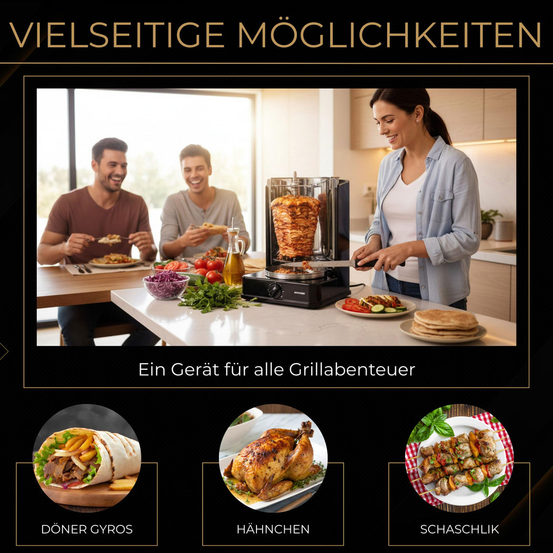 Vertikalgrill mit drehbaren Aussenspiessen und 120-Min. Timer - Bild 4