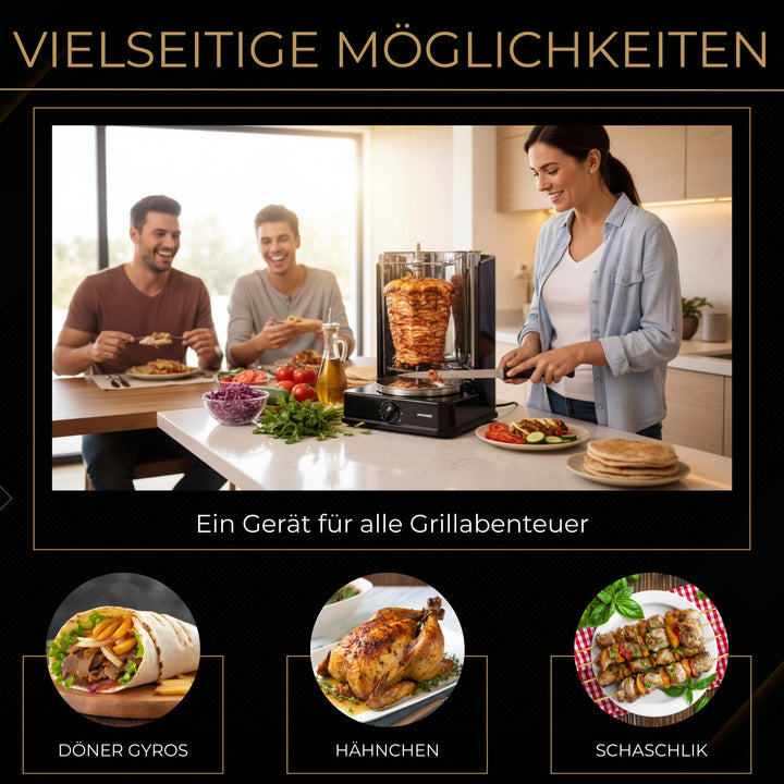 Vertikalgrill mit drehbaren Aussenspiessen und 120-Min. Timer - Bild 4