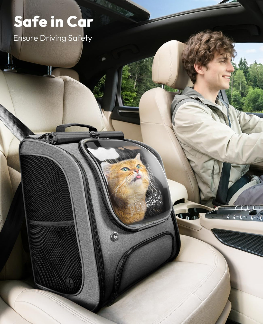 Haustier-Rucksack Katze Hund bis 5 kg mit Sichtfenster Grau - Bild 8