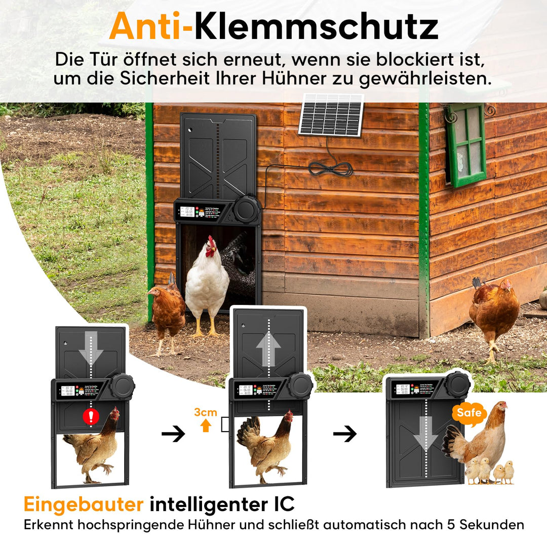 Automatische Hühnerklappe Solar mit Timer 27x24 cm Aluminium - Bild 5