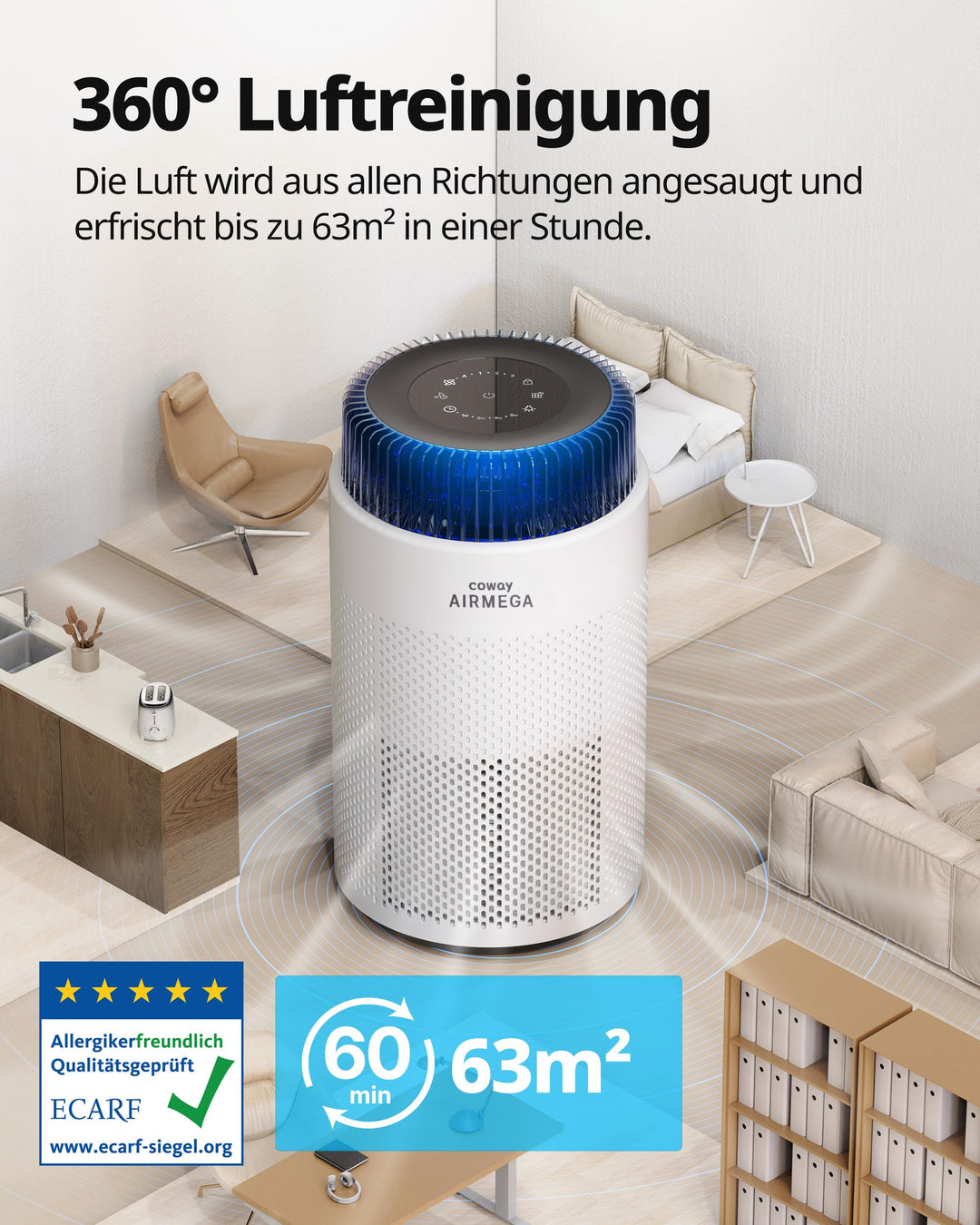 Luftreiniger HEPA 51m² mit Schlafmodus und Automatikfunktion - Bild 3