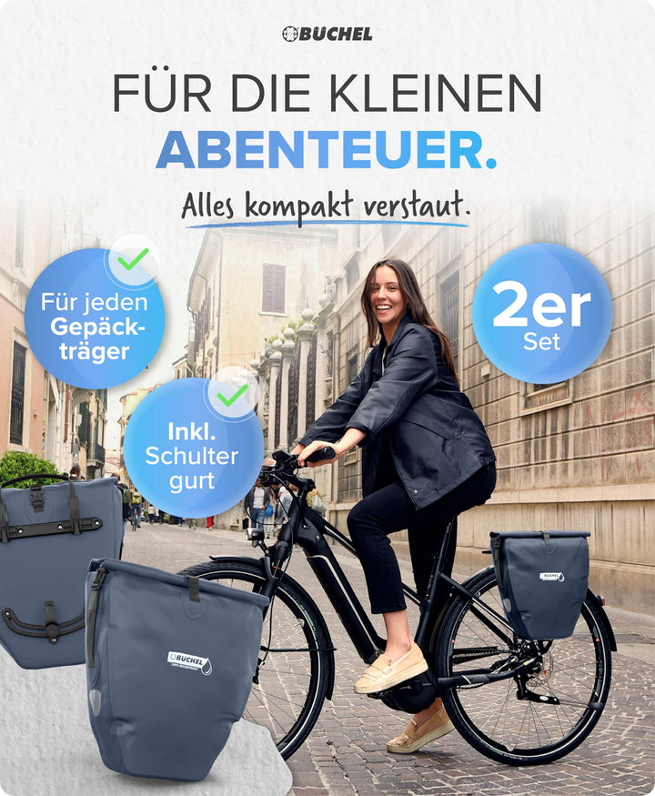 Fahrradtasche Gepäckträger 2er Set 25,4 L wasserdicht mit Schultergurt - Bild 2