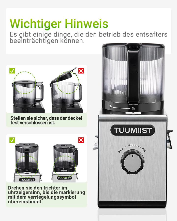 Slow Juicer XXL 150mm Einfülltrichter 3L fuer ganze Fruechte - Bild 9