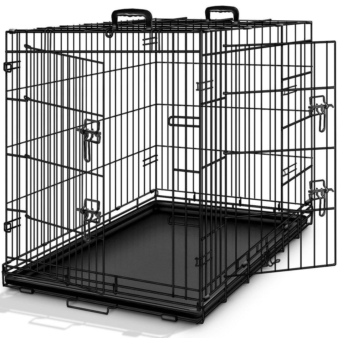 Hundekäfig faltbar Metall 91x58x64 cm mit 2 Türen für Hund &amp; Katze
