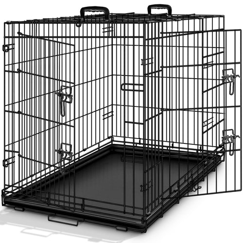 Hundekäfig faltbar Metall 122x74,5x80,5 cm 2 Türen mit Bodenwanne