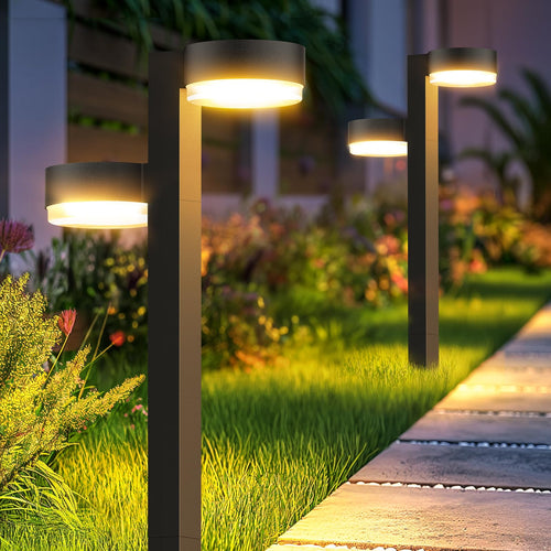 Solar Gartenleuchten 4er-Set Warmweiss 3500K Doppel-Leuchtkopf IP65