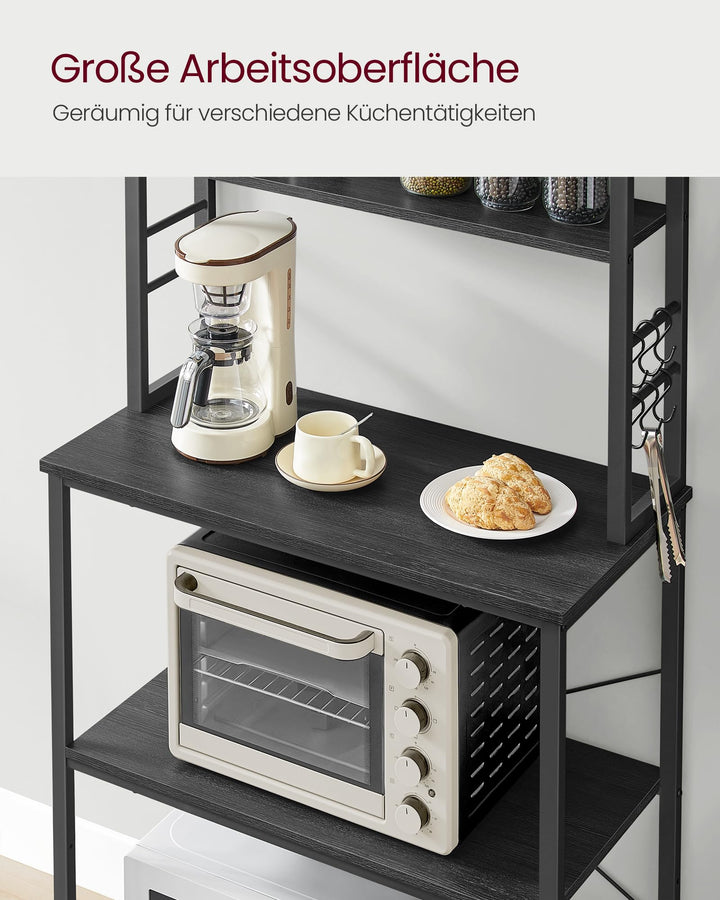 Küchenregal 6 Ebenen mit 6 Haken Stahl-Holz 40x80x167 cm - Bild 7