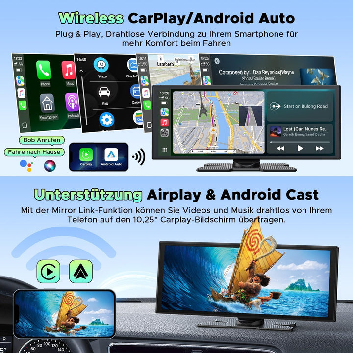 CarPlay Display 10,25 Zoll Wireless mit Dashcam 2.5K – Android Auto - Bild 3