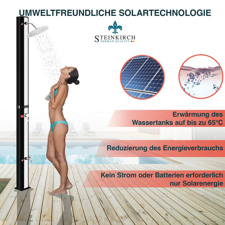 Solar Gartendusche 35 L Edelstahl-Duschkopf Ø 300 mm mit Fussdusche - Bild 2