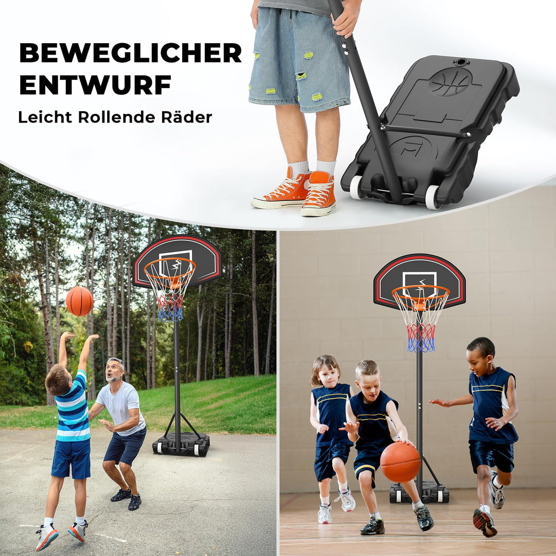 Basketballständer Kinder höhenverstellbar 110–210 cm mit Rollen - Bild 7
