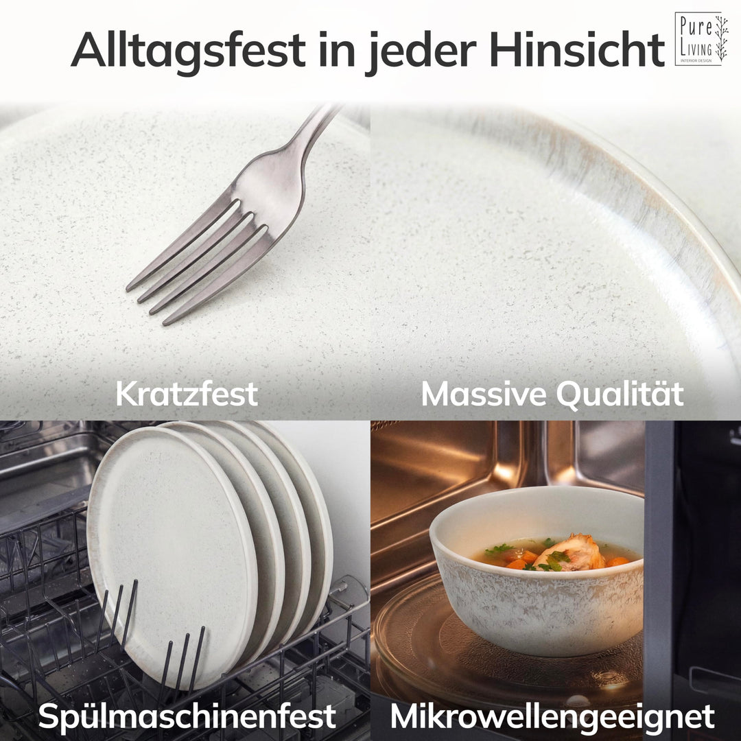 Steingut Geschirrset 24-teilig für 6 Personen Mediterranean Beige - Bild 4