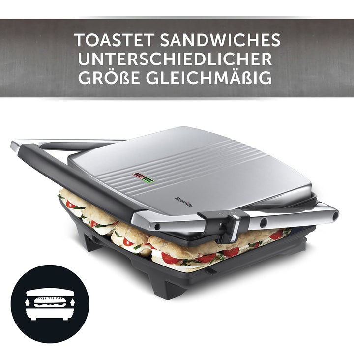 Sandwich- &amp; Panini-Presse 4-fach Antihaft Edelstahl für Familien - Bild 4