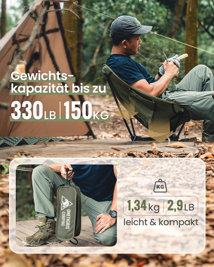 Campingstuhl faltbar 7075-Alu Dreiecksrahmen 150 kg Tragkraft - Bild 6