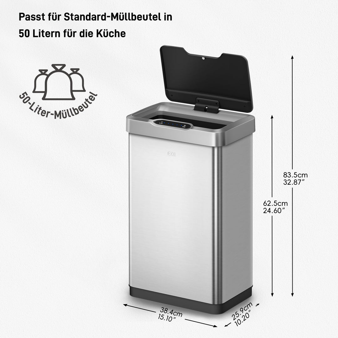 Sensor-Mülleimer Edelstahl 50L Küche berührungslos mit Deckel - Bild 4