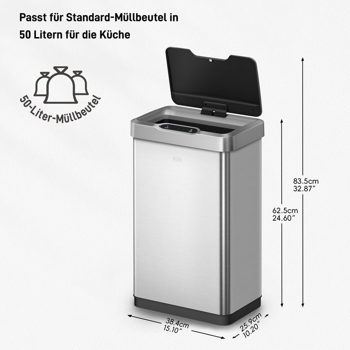 Sensor-Mülleimer Edelstahl 50L Küche berührungslos mit Deckel - Bild 4