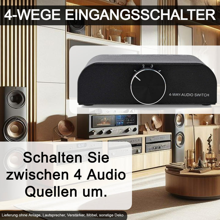 Audio-Eingangsumschalter 4-fach 3x Cinch + 1x Klinke Metallgehäuse - Bild 2