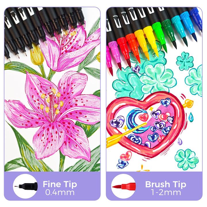 Dual Brush Pen Set 168 Farben mit Tragetasche für Lettering - Bild 4