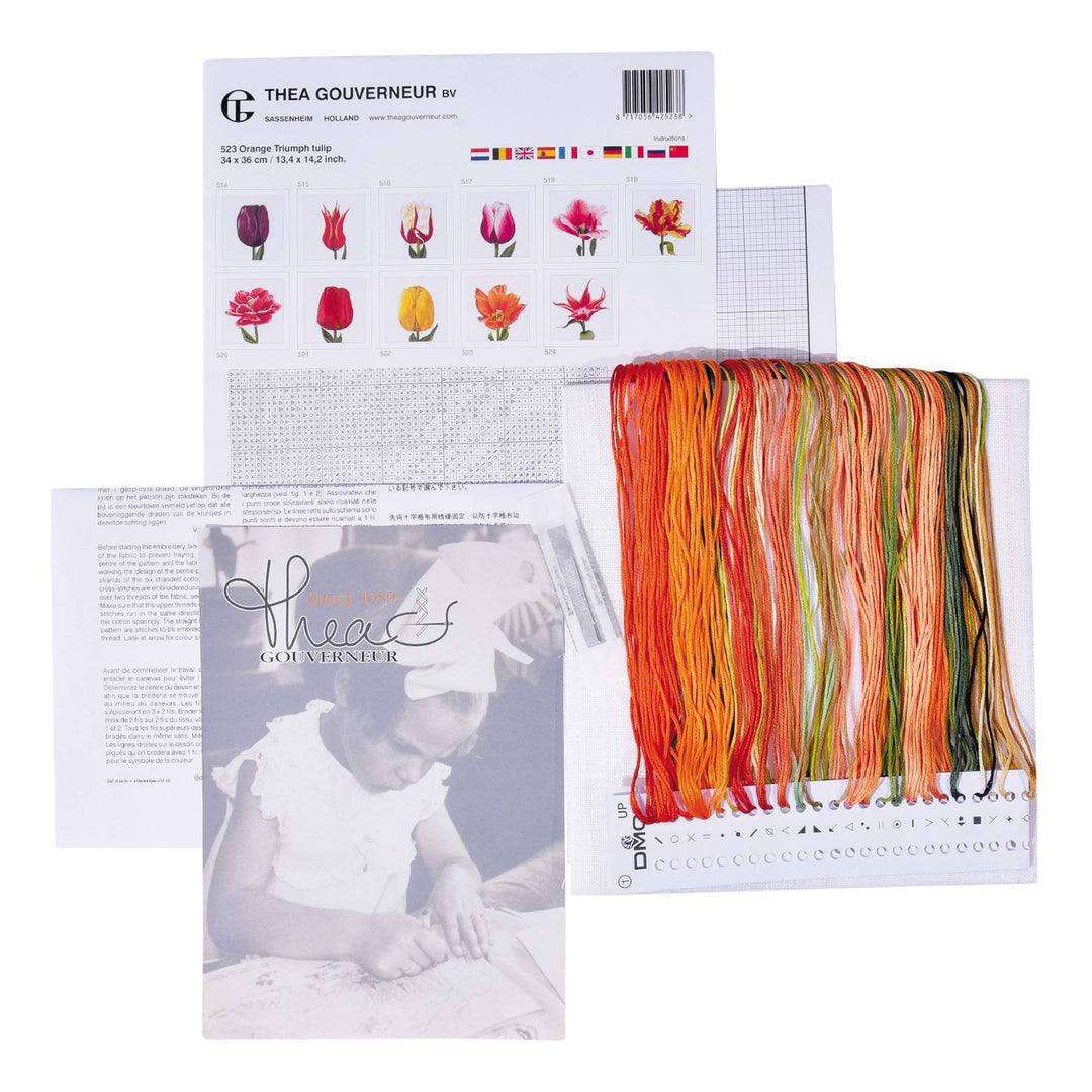 Kreuzstich-Set Triumph-Tulpe Orange Leinen 32 Count 34x36 cm - Bild 3