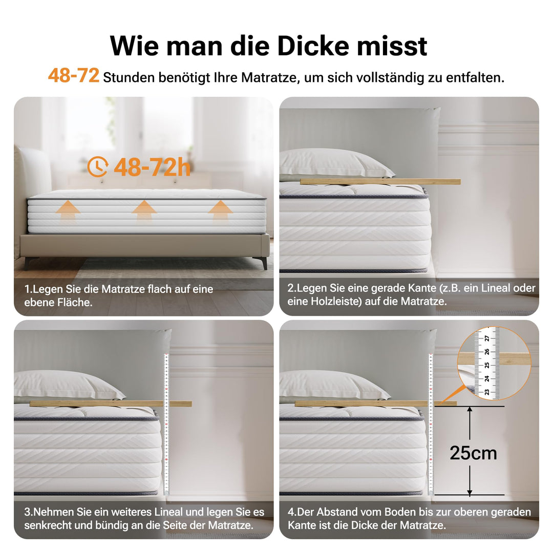 Taschenfederkernmatratze 140x200 cm H3 mit 7-Zonen-System - Bild 8
