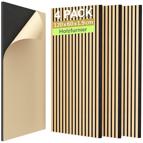 Akustikpaneele Holzoptik selbstklebend 3D Eiche 120x60cm 4er-Set