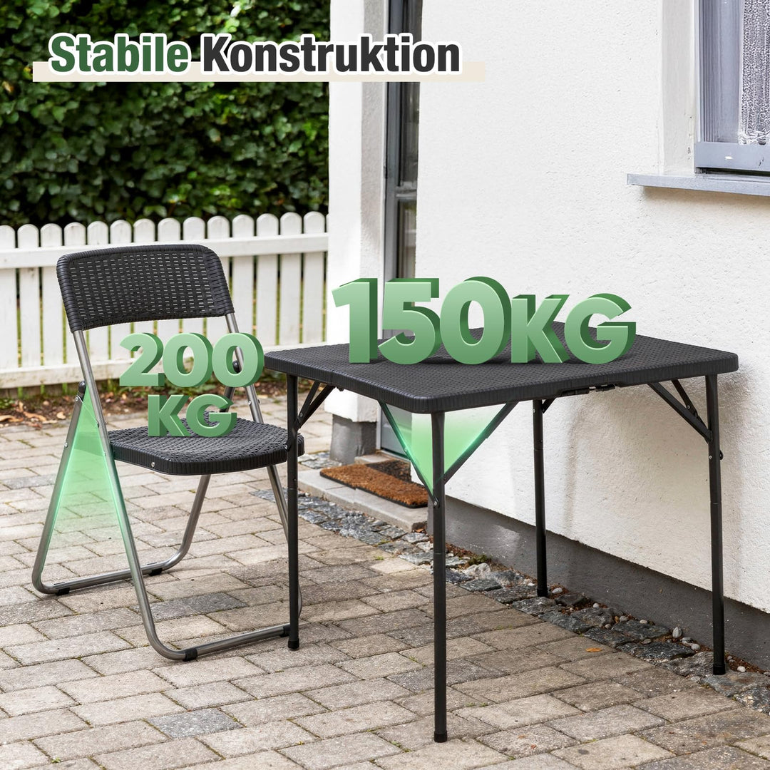 Gartenmöbel-Set 5-teilig Polyrattan Klappbar Schwarz für 4 Personen - Bild 4