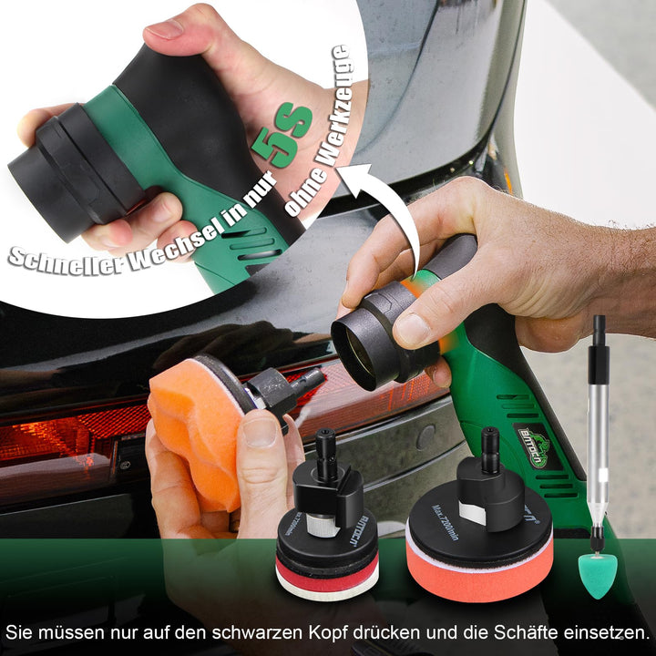 Mini Poliermaschine Akku 3-in-1 Rotation &amp; Exzenter 6 Stufen für Autopflege - Bild 4