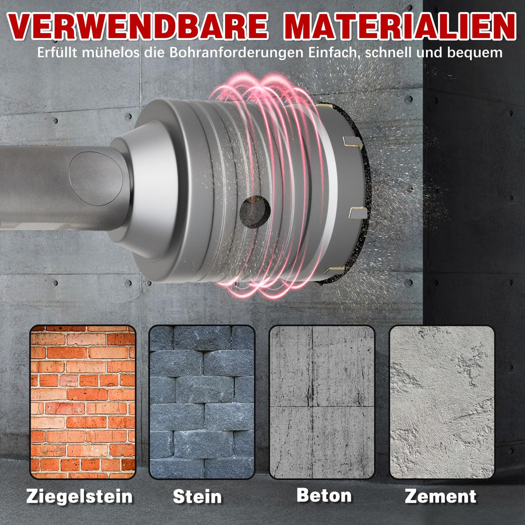 Bohrkronen-Set Hartmetall 7 Grössen SDS Plus &amp; Max für Beton Mauerwerk - Bild 5