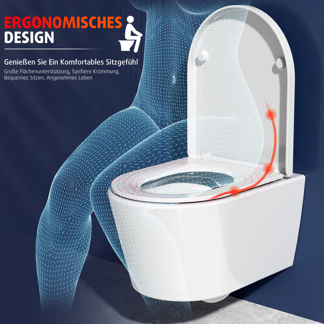 Hänge-WC spülrandlos 48.5 cm Soft-Close Doppelspülung Keramik - Bild 7
