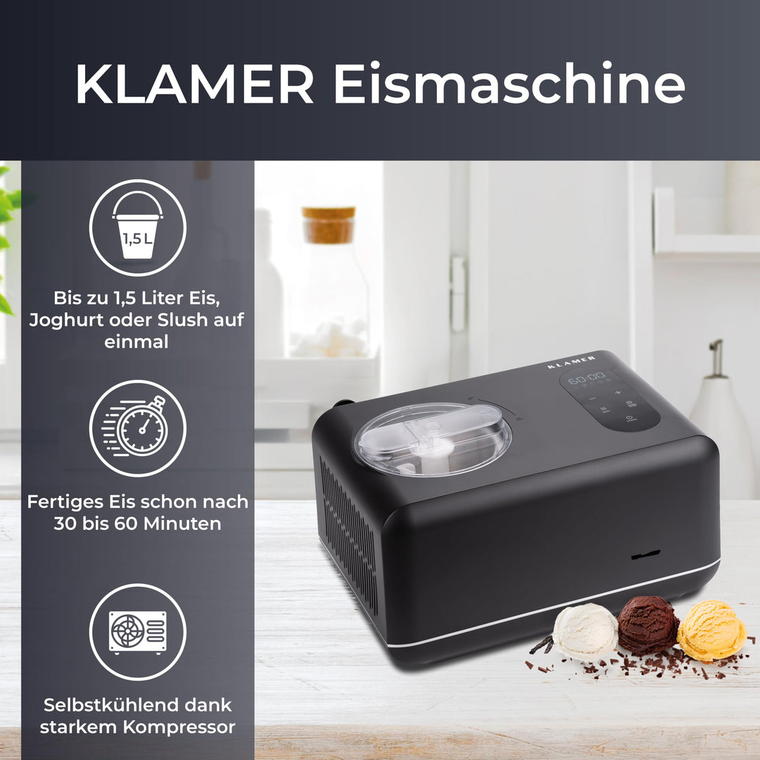 Eismaschine 3-in-1 Slush Frozen Yogurt Sorbet 1,5 L 150 W Schwarz - Bild 3