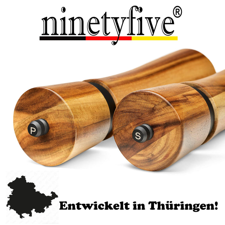Salz- und Pfeffermühlen Set Akazienholz mit Keramikmahlwerk 21cm - Bild 8
