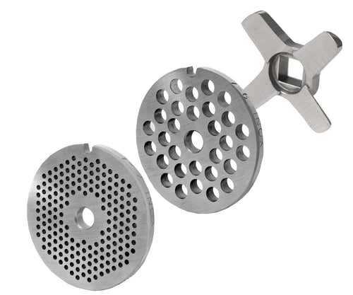 Fleischwolf Lochscheibensatz Edelstahl 2,0mm + 6,0mm mit Kreuzmesser