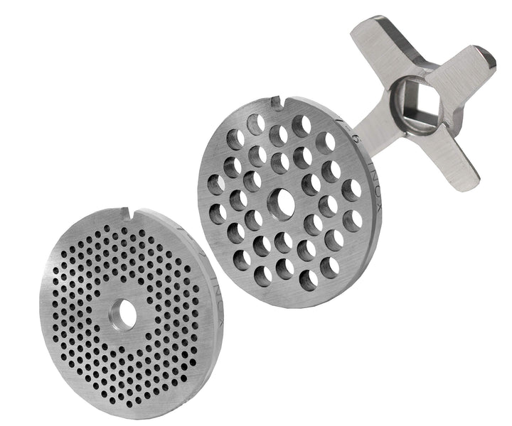Fleischwolf Lochscheibensatz Edelstahl 2,0mm + 6,0mm mit Kreuzmesser