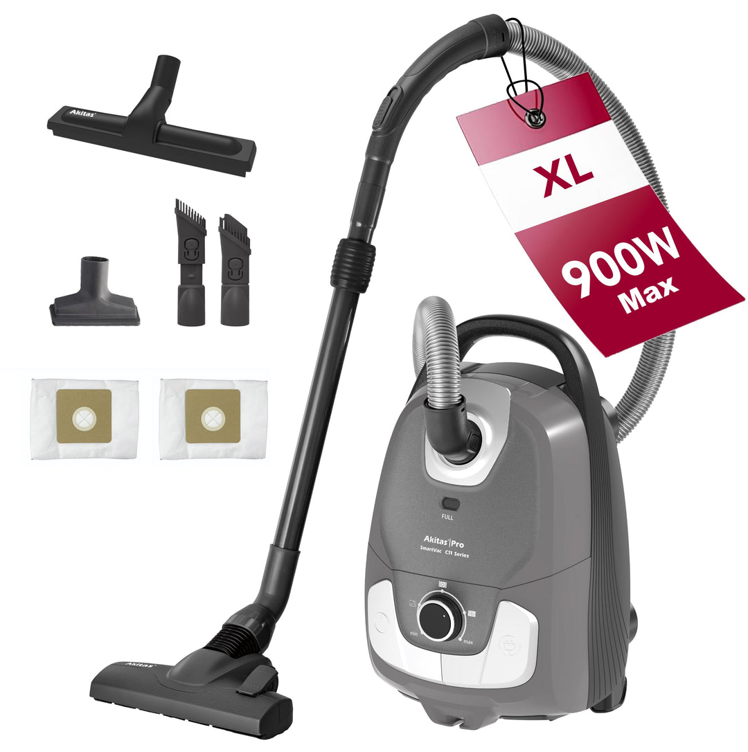Staubsauger mit Beutel 900W H13-HEPA 10m Radius für Hartboden &amp; Teppich
