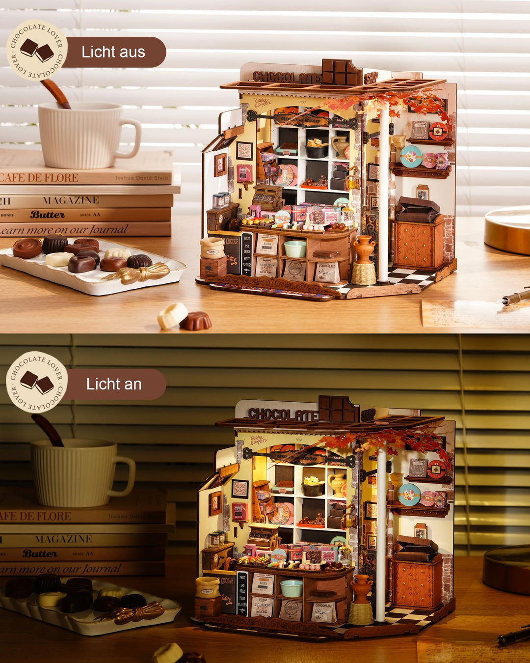 Miniatur Haus Bausatz Schokoladenladen 330 Teile ohne Kleber - Bild 5