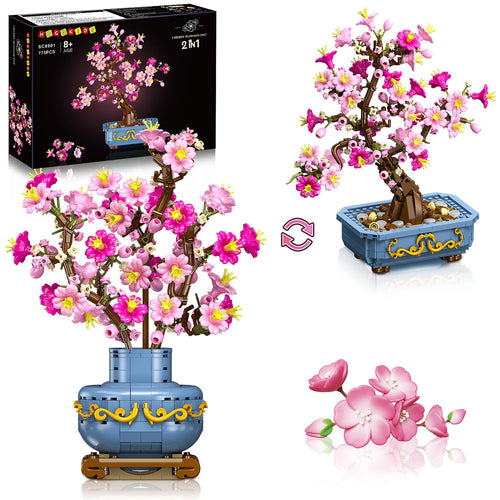 Kirschblüten-Bonsai Bauset 2-in-1 Klemmbaustein Frühlingsdeko