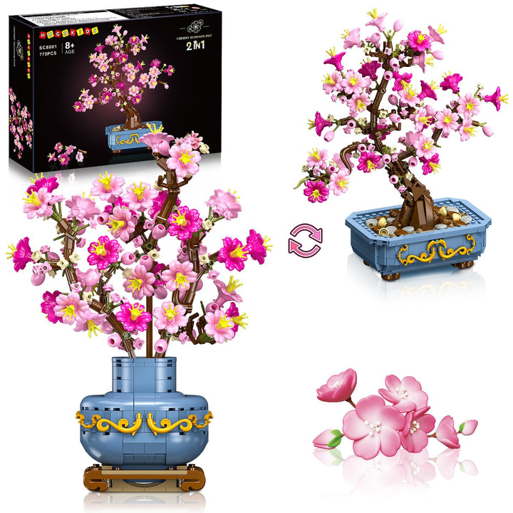 Kirschblüten-Bonsai Bauset 2-in-1 Klemmbaustein Frühlingsdeko