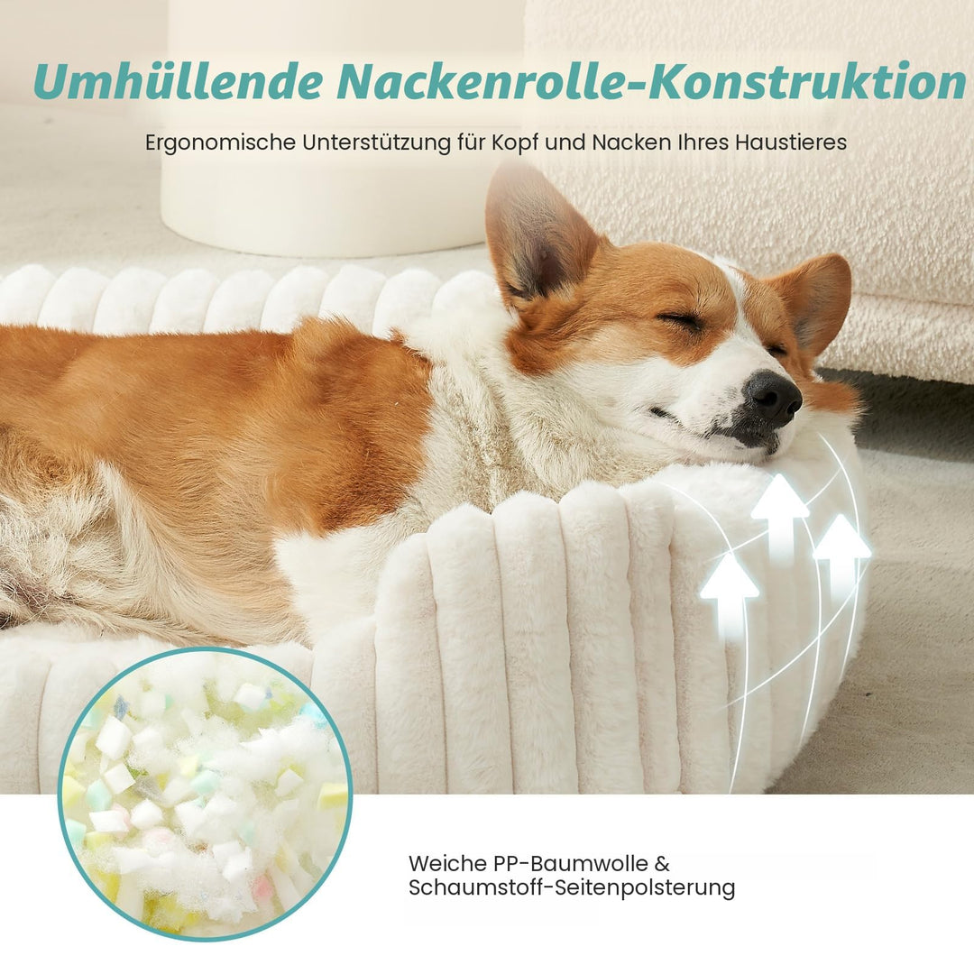 Orthopädisches Haustierbett mit Kunstfell Beige waschbar für Katzen und Hunde - Bild 5