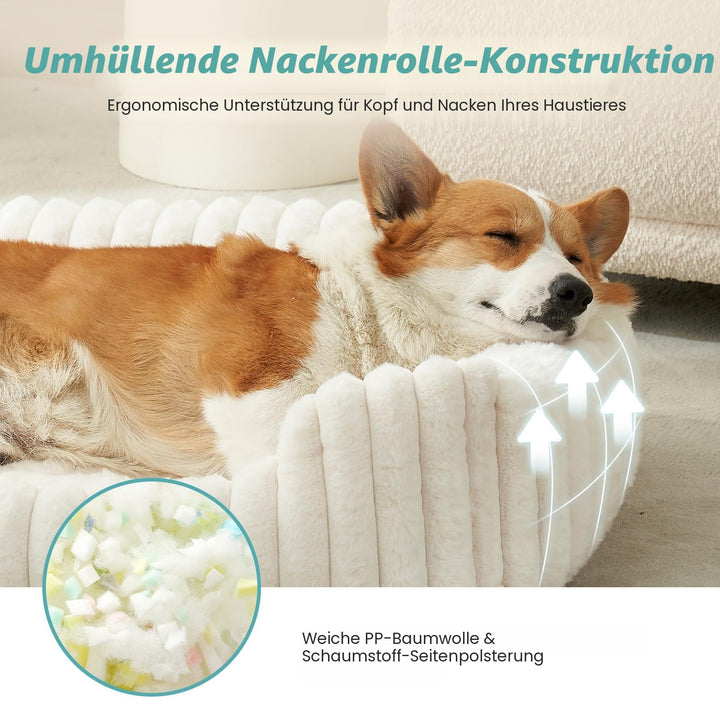 Orthopädisches Haustierbett mit Kunstfell Beige waschbar für Katzen und Hunde - Bild 5