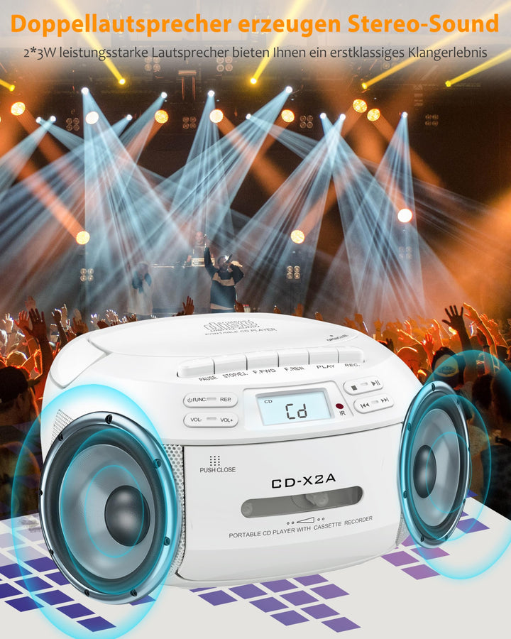 CD-Player Boombox mit Kassette, Bluetooth 5.1 und UKW-Radio - Bild 6
