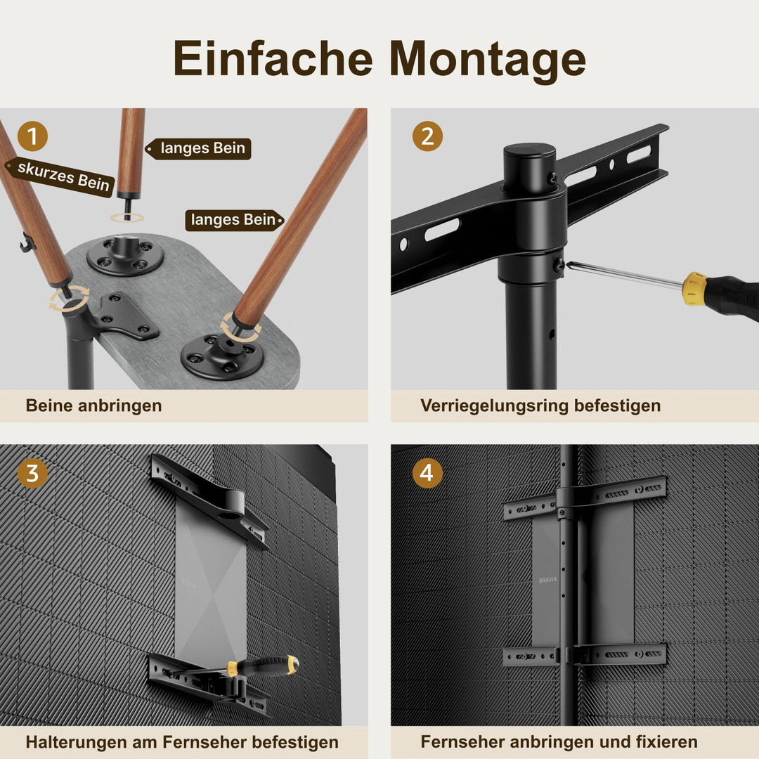 TV Staffelei Ständer Metall/Holz 43–65 Zoll schwenkbar höhenverstellbar - Bild 7