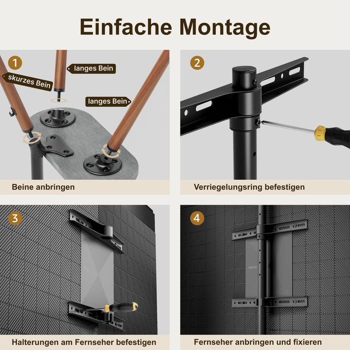 TV Staffelei Ständer Metall/Holz 43–65 Zoll schwenkbar höhenverstellbar - Bild 7
