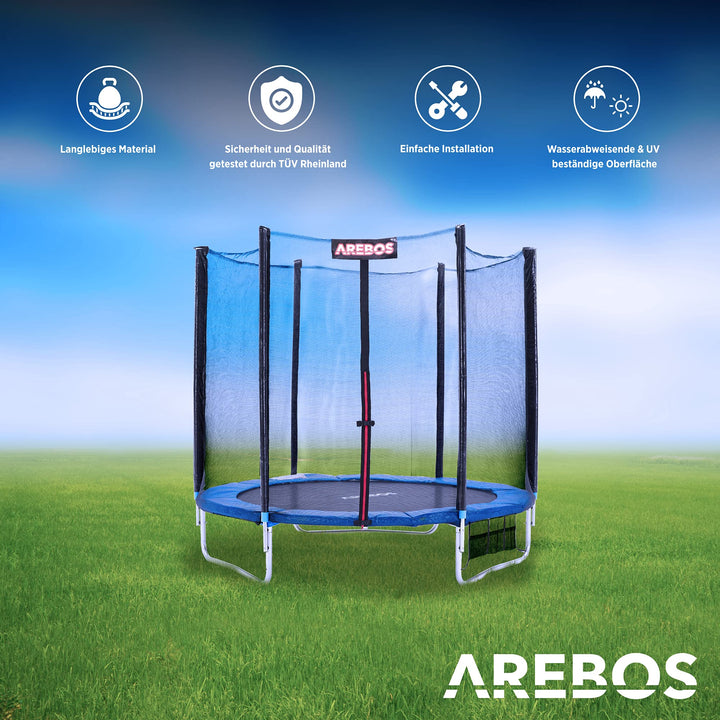 Trampolin Sicherheitsnetz mit Randabdeckung 244/305 cm 6 Stangen - Bild 2