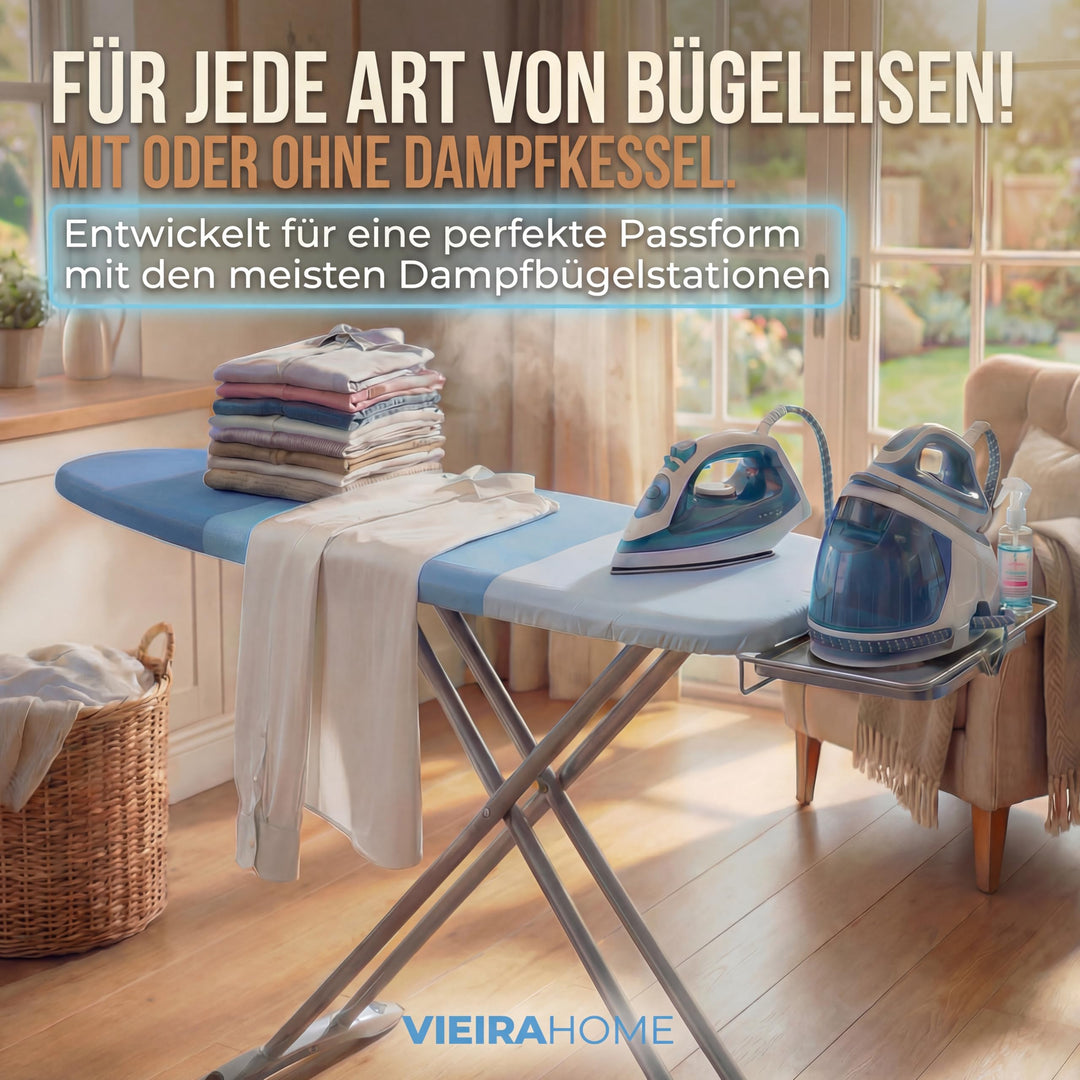 Bügelbrett XXL klappbar höhenverstellbar 130x48 cm für Dampfbügelstation - Bild 6