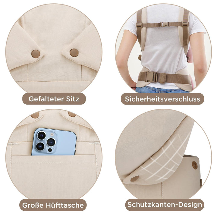 Babytrage Ergonomisch 3-in-1 Baumwolle für 3,2–15 kg Kleinkinder - Bild 2