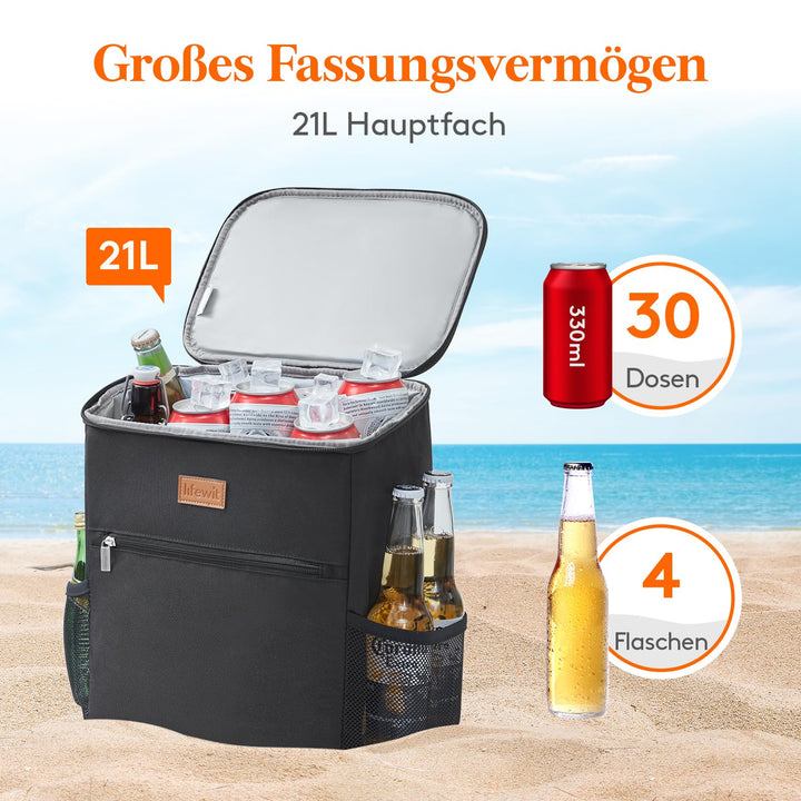 Kühlrucksack 24L isoliert für Picknick und Outdoor, 30 Dosen - Bild 2
