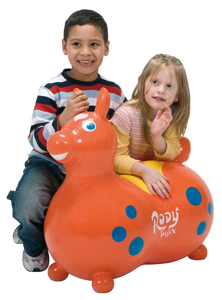 Hüpftier Pferd gross aufblasbar orange Zickzackmuster Kinder - Bild 8