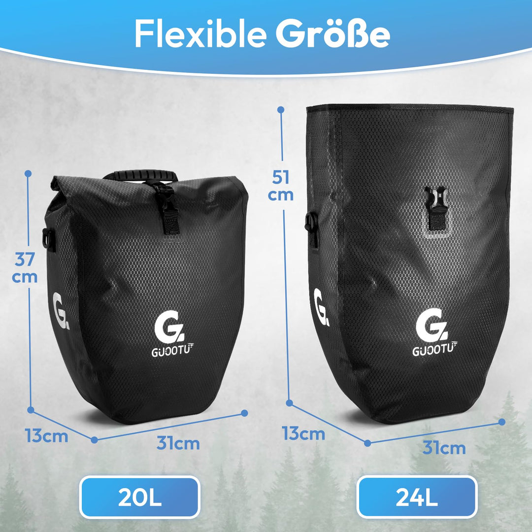 Fahrradtasche Gepäckträger 40L wasserdicht 2er Set mit Schultergurt - Bild 2
