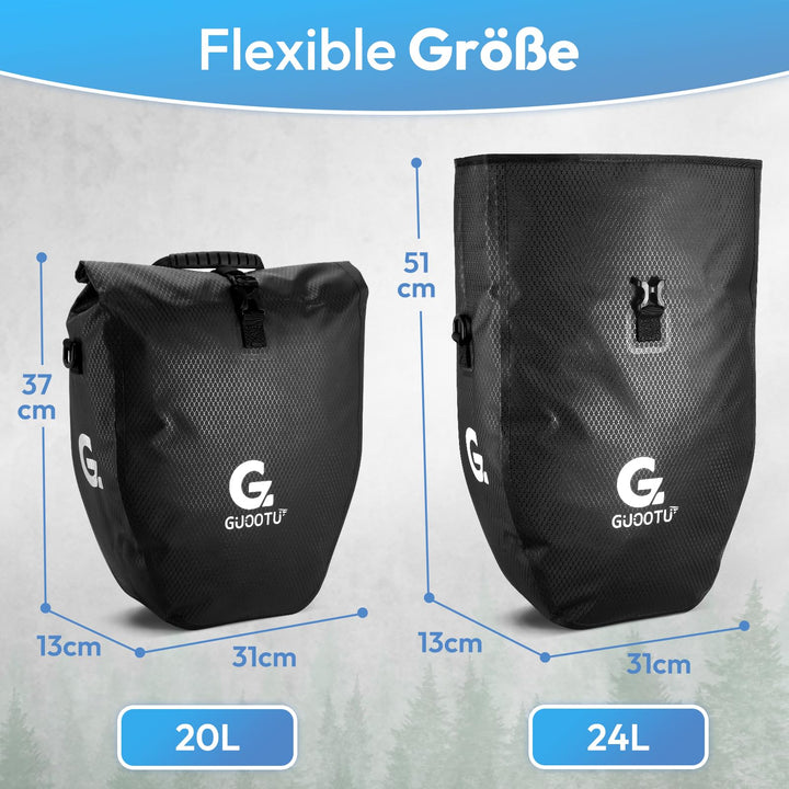 Fahrradtasche Gepäckträger 40L wasserdicht 2er Set mit Schultergurt - Bild 2