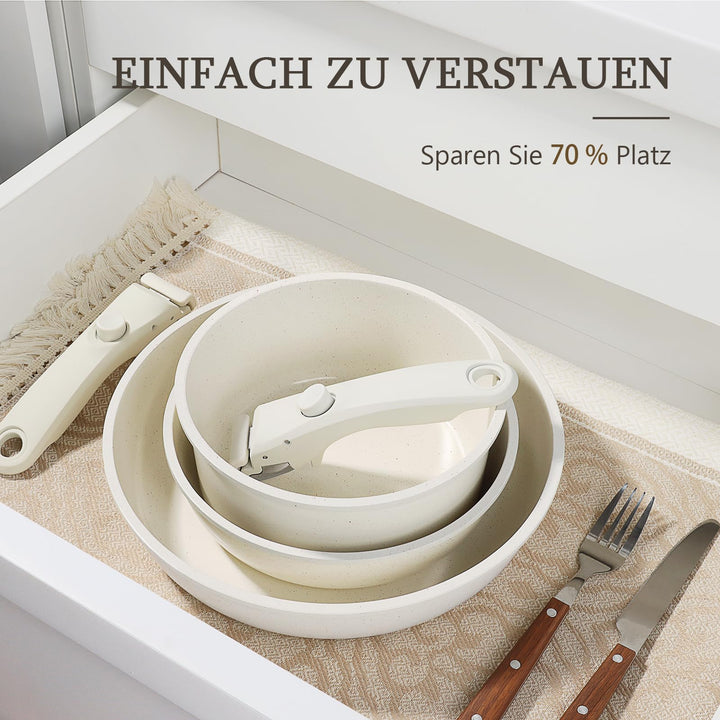 Topf- und Pfannenset 5-teilig Granit-Antihaft abnehmbare Griffe Induktion - Bild 4