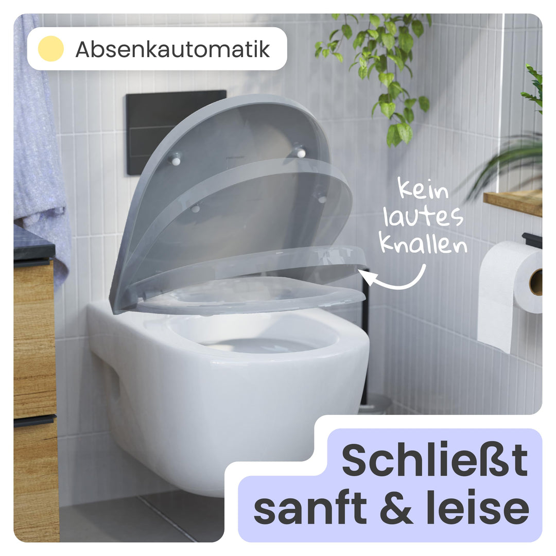 WC-Sitz D-Form Duroplast Manhattan Grau mit Absenkautomatik - Bild 3